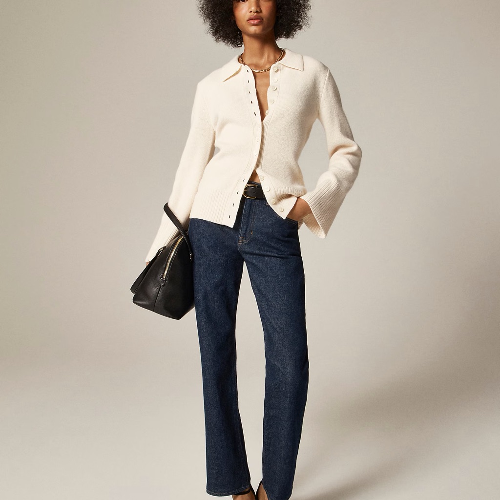 J Crew Milano-Stitch Cinched-Waist Cardigan In Ivory Nwot